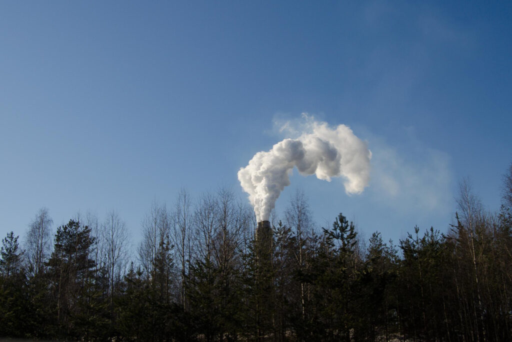 blue skies and gasses creating methane gas emissions tracking