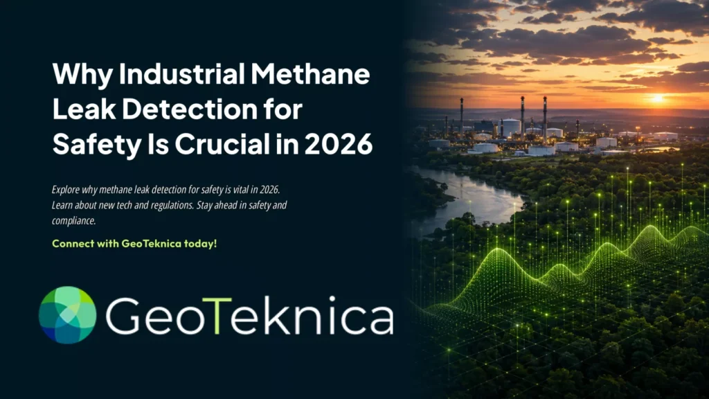 Industrial facility with chimneys emitting smoke, highlighting the importance of methane leak detection for safety.