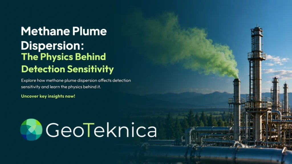 Industrial facility emitting visible green methane plume, illustrating methane plume dispersion dynamics.